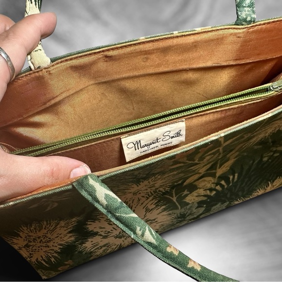 Rare Vintage Margaret Smith Fabric Handbag Maine Top Handles Floral Print - Picture 5 of 6